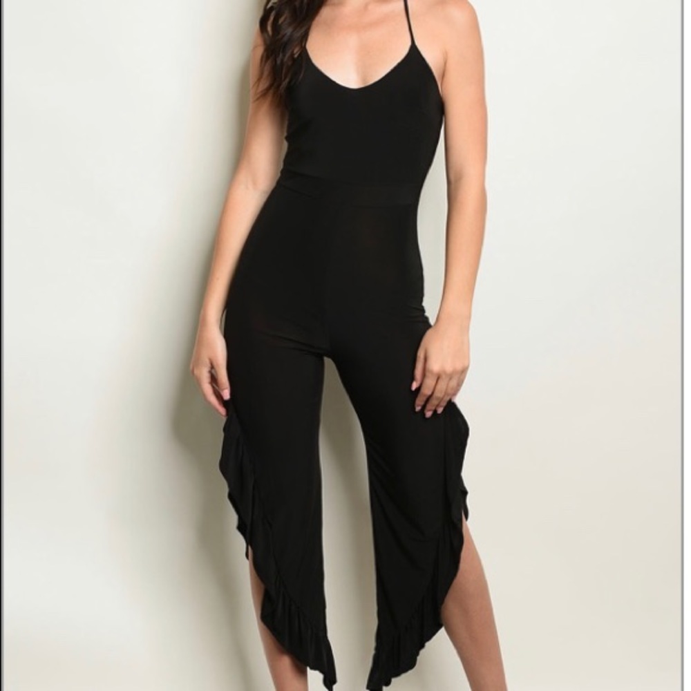 Black Ruffle Jumpsuit